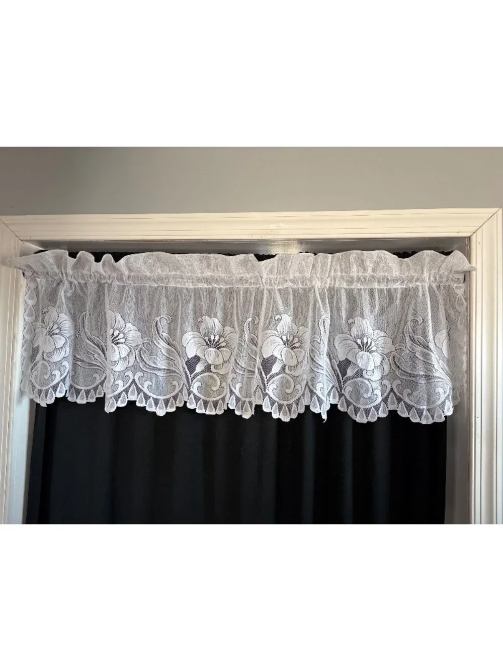 Floral Lace Valance Curtain Panels 36